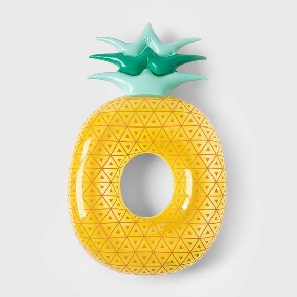 SUN SQUAD Pineapple Pool Float Yellow 5ft 9 in - Picture 1 of 3